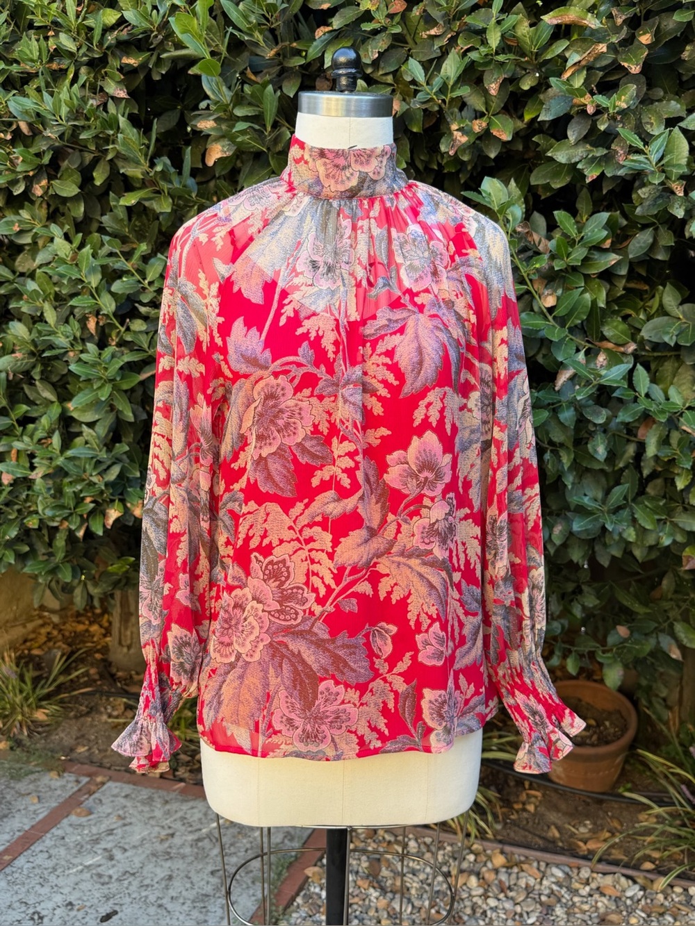 NWT Mirto sheer long sleeve floral blouse with camisole - Size 38